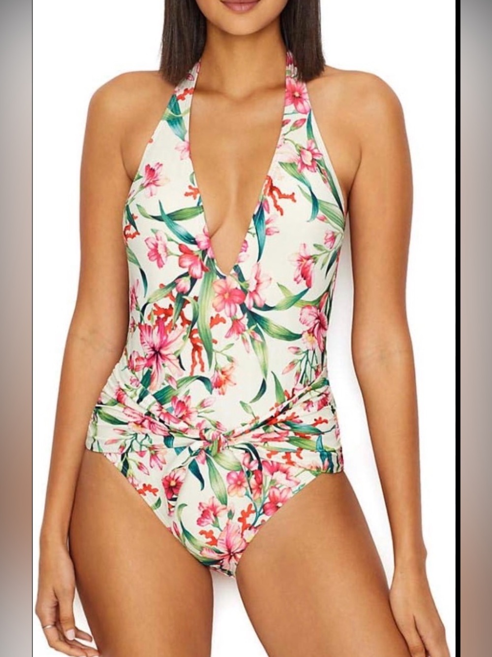 Women's Carmen Marc Valvo One Piece Swimsuit Size 14 Floral New With Tags